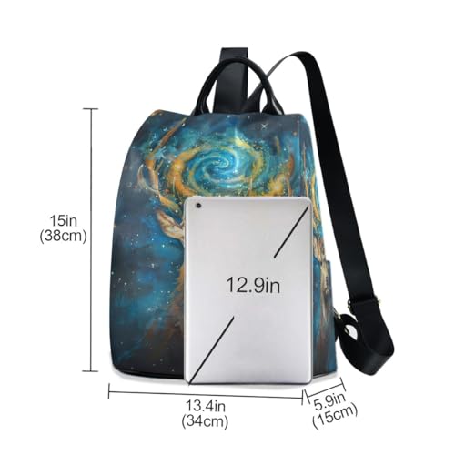Image of SUABO Galaxy Deer Oil Painting Women Backpack Purse Anti-theft Casual Shoulder Bag Fashion Ladies Bags
