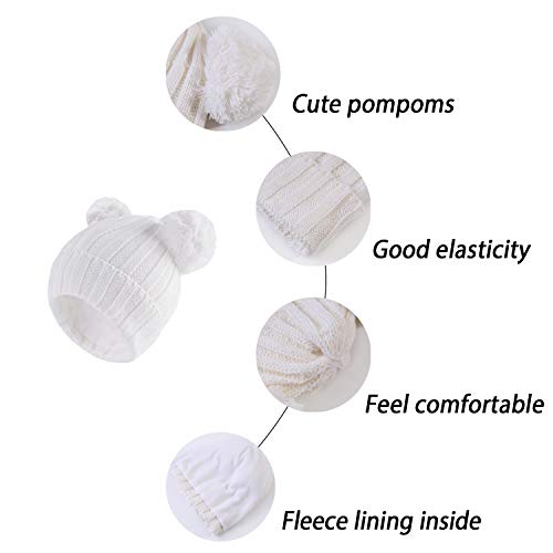Image of Toddler Infant Winter Hat with Earflap Knit Warm Beanie Fleece Lined Hat for Baby Boys Girls