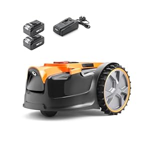 LawnMaster OcuMow® 16 Drop and Mow Robot Lawnmower with two MX 24V 4.0Ah lithium-ion batteries and fast charger. No Boundary Wire, App or Outdoor Power Socket needed. For lawns up to 300m2