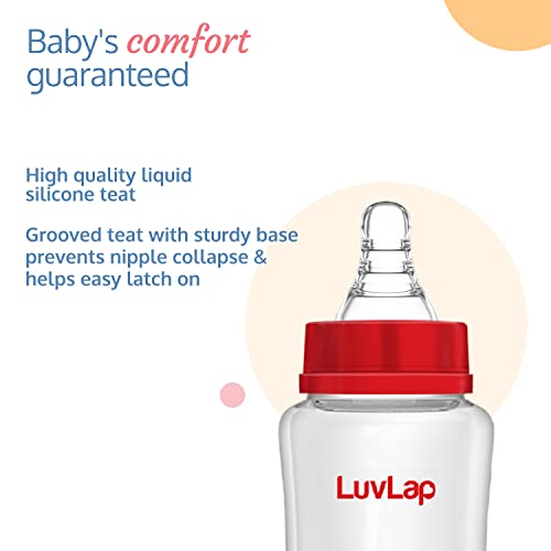 LuvLap-Anti-Colic-SlimRegular-Neck-Essential-Baby-Feeding-Bottle-250ml-New-BornInfantsToddler-Upto-3-Years-BPA-Free-White-and-Red-Pack-of-1