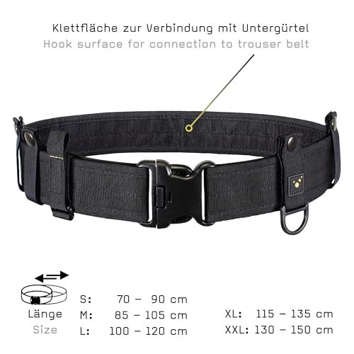 tee-uu BLACK Rettungsdienstkoppel (S-XXL) Komplett-Set (inkl. INNER Untergürtel und BELT KEEPER Set) - S (Hüftumfang 70-90cm)