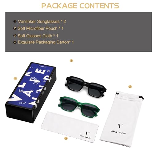 Image of VANLINKER Retro Vintage Polarized Trendy Small Square Sunglasses for Women Men 2025 Fashion Shades VL9858