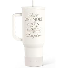 Book Lover Gifts for Women, Just One More Chapter Tumbler with Handle, Stainless Steel Insulated Coffee Travel Mug Cup, Gifts for Women Girls Bookworm on Christmas Birthday, 40oz
