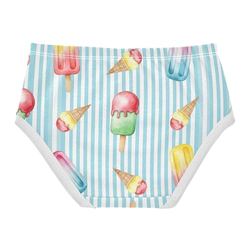 Toddler Girls Underwear 2t Cotton Panties for Girl Flower Briefs Undies Kids Colorful Ice Cream Blue Striped2