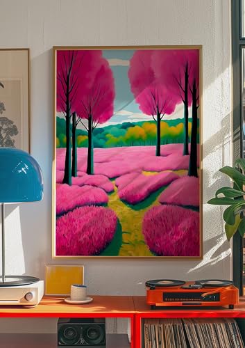 Toile murale éclectique paysage rose TONGYINLI cadre 50x70