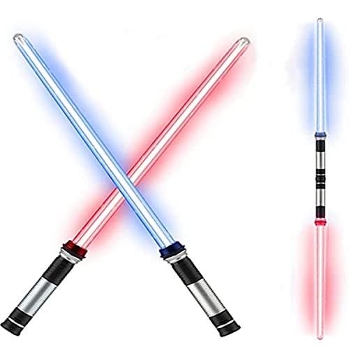 Beauenty 2PCS Flashing Light Sword 7 Color Adjustable Splicable LED Glow Stick with Sound Effect Kpop Lightstick Cosplay Party Toy Ideal Gift for Boys and Girls (Style 1)