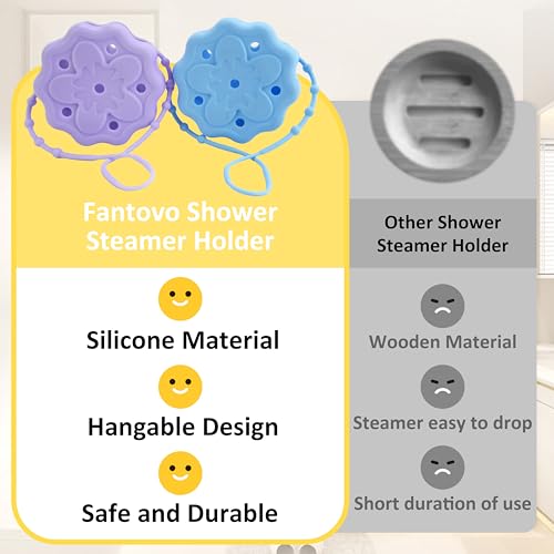2 Packs Shower Steamer Tray, Silicone Soap Dish Holder, Hangable and Reusable Shower Steamer Holder/Hanger, Bath Bombs Shower Accessory, Aromatherapy Diffuser Containers, Purple and Blue by fantovo - Used condition - Image 7