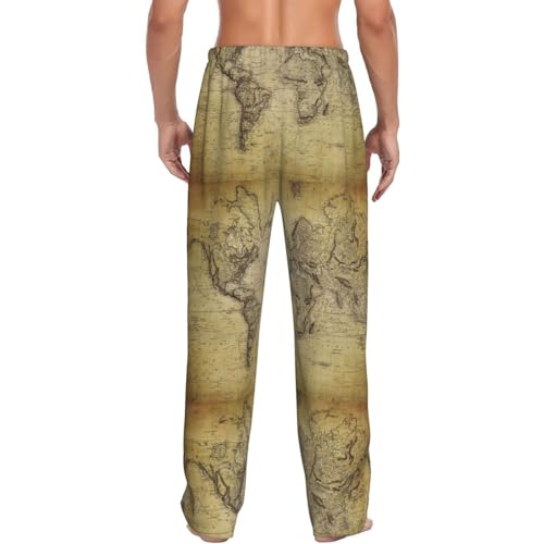 Vintage World Map Mens Pajama Pants Comfy Lounge Pants Casual Pjs Bottoms3