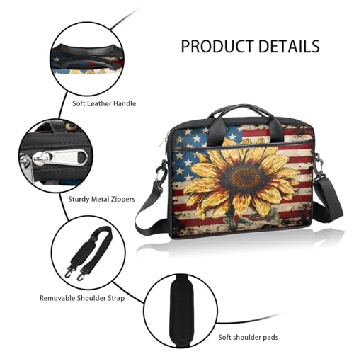 Bolso para portátil bandera americana vintage girasol 15" miniatura 4