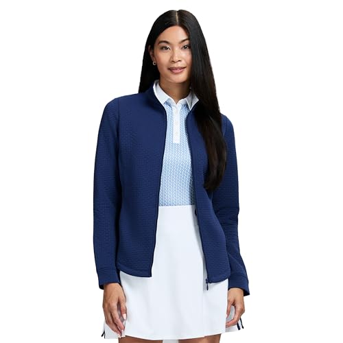 IZOD Women's Cassie Quilted Full Zip Jacket, Medieval Blue, X-Large