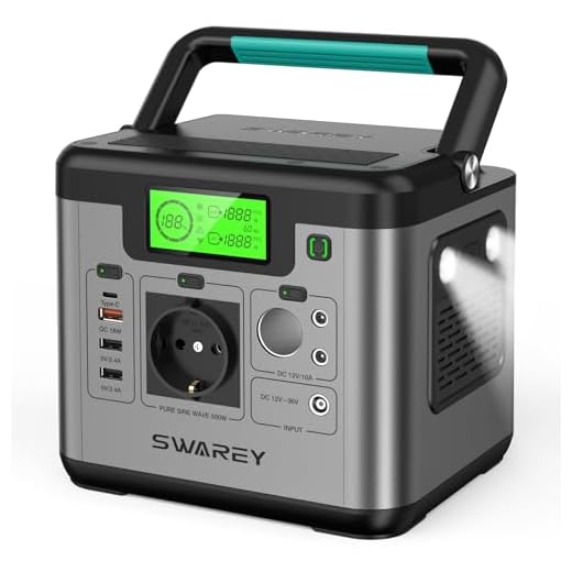 SWAREY Generador Solar Portátil 518Wh/144000mAh Onda Sinusoidal Pura AC/DC/USB/Tipo C (PD 30W) Estación de Energía Exterior Estación Solar Portátil para Viaje Acampada Autocaravana con un Bolso S500