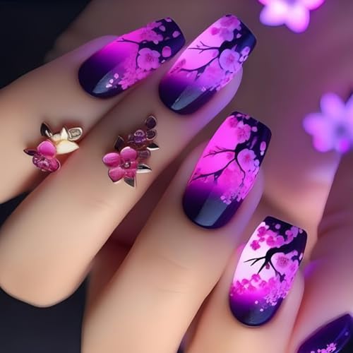 24 uñas postizas cuadradas a presión, pegamentos artificiales en diseños franceses para mujer, diseño de uñas postizas