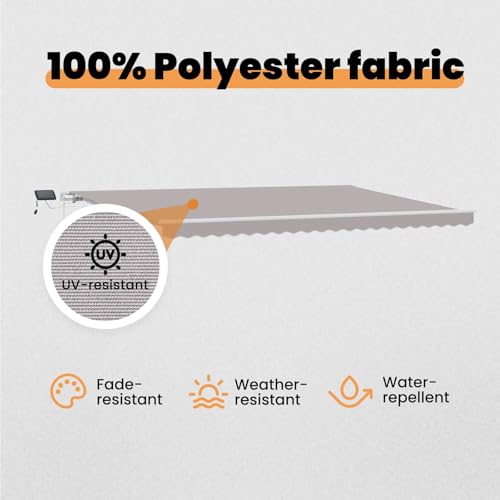 Auvent rétractable gris clair couverture extérieure flexible terrasse acier 5m
