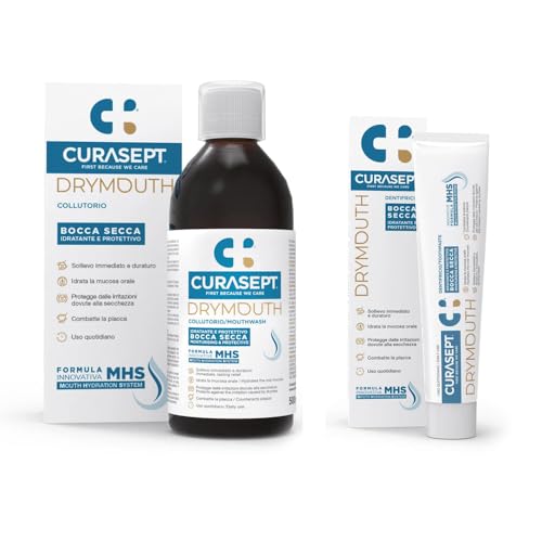 KitDrymouth - Collutorio 500 ml + Dentifricio 75 ml | Curasept Sollievo da Secchezza Orale | Idratante, Protettivo, Freschezza Duratura