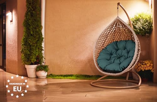 Amazinggirl Papasansessel Kissen Sitzkissen Hängesessel 100cm - Polster für Korbsessel Papasan Chair Lesesessel und Rattansessel für Outdoor und Indoor rund und groß Grün Farbton B