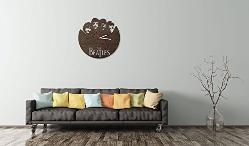 GRAVURZEILE The Beatles Horloge murale en bois de chêne fumé Design horloge en bois véritable Décoration murale originale Horloge murale moderne au design Skyline Décoration murale en bois naturel - Les Beatles, Paul McCartney, John Lennon, RIngo Starr, George Harrison GRAVURZEILE The Beatles Horloge murale en bois de chêne fumé Design horloge en bois véritable Décoration murale originale Horloge murale moderne au design Skyline Décoration murale en bois naturel – Image 3