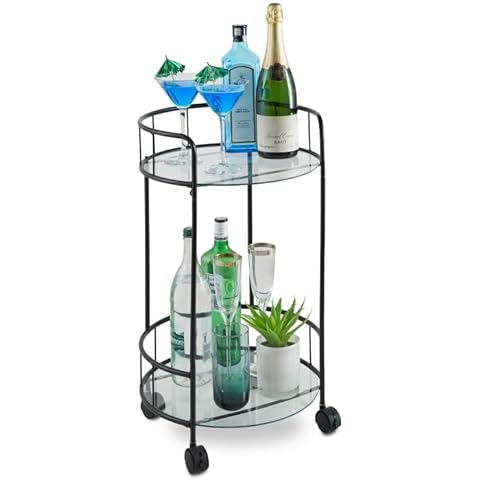 spot on dealz® Stylish Drinks Trolley with Glass Shelves Cover