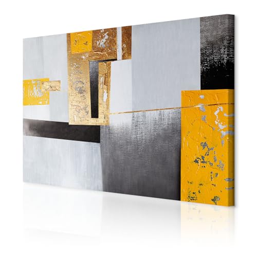 decomonkey Cuadro Lienzo Abstracto 120x80 cm 1 pieza Impresión Decoración Cuadro De Pared Material Tejido no Tejido Gráfica Foto Salon Moderno Loft Rechteck amarillo gris Negro