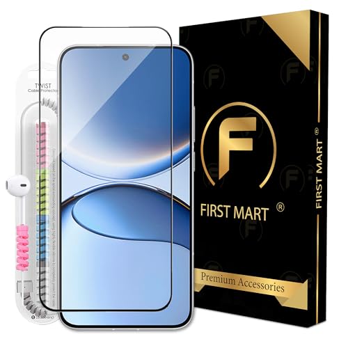Image of FIRST MART Military Grade Gorilla Tempered Glass for Vivo Y21 with Edge to Edge Full Screen Coverage, Cable Protector and Easy Installation kit
