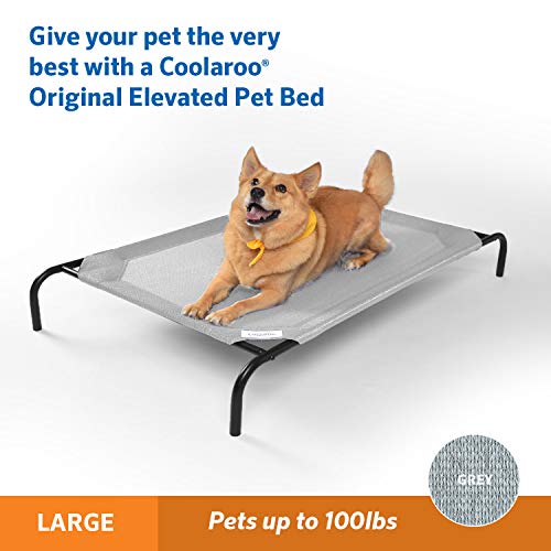 Image of Coolaroo Original Elevated Dog Bed - Breathable Off-The-Ground Pet Bed with Cooling Fabric, Joint Relief & Moisture-Resistant Fabric, 100% Recyclable, Easy Clean, Grey, Large