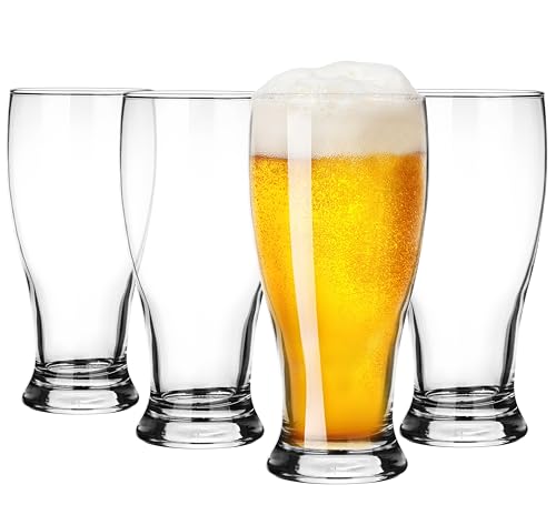 Glasmark KROSNO 1992 Set of 4 Beer Glasses 500 ml Wheat Beer Glass for Beer Mug Dishwasher Safe Transparent