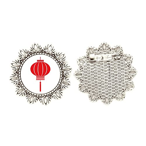 Broche de plata chino tradicional rojo floral para lucir en bodas de noche y galas