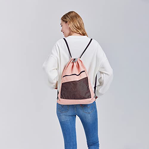Landtrek Drawstring Backpack Gym Cinch Bag – String Backpack For Women Men, Water Resistant Sport Sack Pack With Mesh Pocket (Pink(698)/Purple) #TOP5