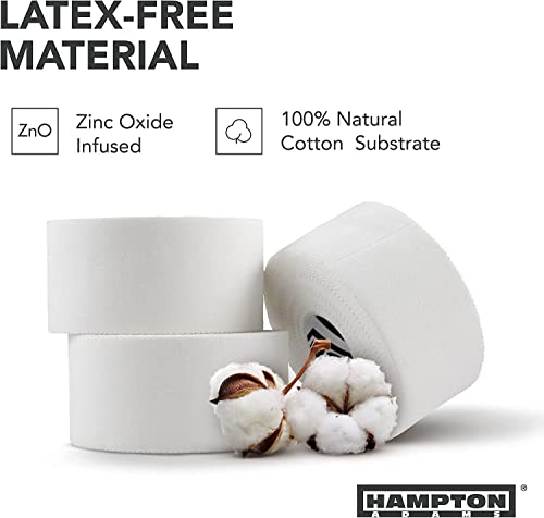 Hampton Adams (8 Pack - 45Ft Rolls White Sports Medical Athletic Tape - No Sticky Residue & Easy Tear - For Athletes, Trainers & First Aid Injury Wrap: Fingers Ankles Wrist - 1.5 In X 15 Yards A Roll #TOP4