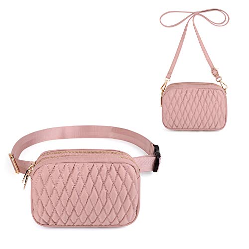 UTO Fanny Pack for Women 5 Ways Convertible Chest Bag Waterproof Fashion Lightweight Travel Waist Pack Purse Pink