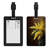 Rama de flores amarillas, etiqueta estética vintage para equipaje, bolsa de viaje, maleta, equipaje