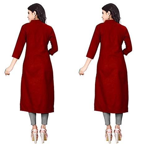 Image of NATEK Women's Cotton Straight Plain Kurtis Combo Pack of 2