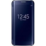 Samsung Handyhülle Schutzhülle Protective Case Cover mit Clear View Klarsicht Cover für Galaxy S6 Edge, schwarz