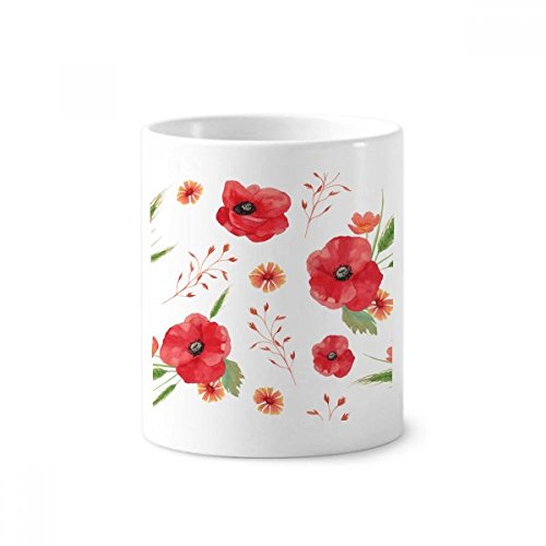 Gobelet en céramique fleurs de pavot aquarelle pour brosses à dents et stylos 350ml