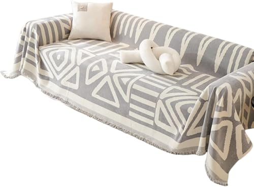 Image of Styleys Chenille Sofa Cover - Reversible Sofa Towel & Blanket | Soft, Anti-Slip, Washable Couch Protector for Living Room & Lounge - 3 Seater - 330X180cm, Grey, XNESMSFJ-2C