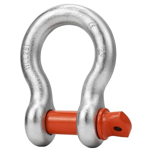 Leero 1-3/4" D Ring Shackles, 25 tons (50,000 Lbs) Working Load Limit, Clevis Shackle with 2" Alloy Screw Pin, Heavy Duty Shackles for Towing, Terrain Vehicle, Jeep, Trailer, Orange (1 Pack) by Leero - Used condition - US$100.97