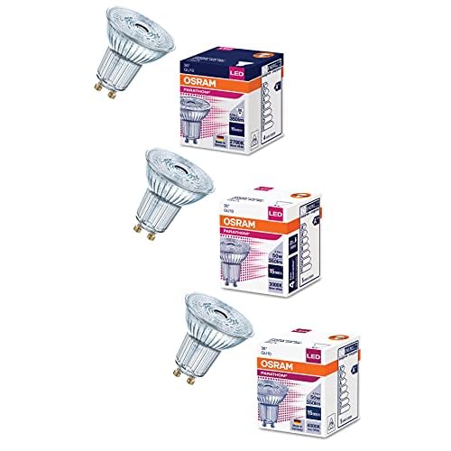 Osram LED Star PAR16 Reflektorlampe, GU10-Sockel, 4,3 Watt - Ersatz für 50 Watt, 36 ° Abstrahlungswinkel, Warmweiß - 2700K, 3er-Pack