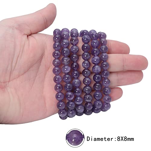 Nupuyai Amethyst 8mm Round Crystal Stone Beads for Jewelry Making DIY Bracelet Necklace Polished Stone Loose Beads Strand 15" - Image 2