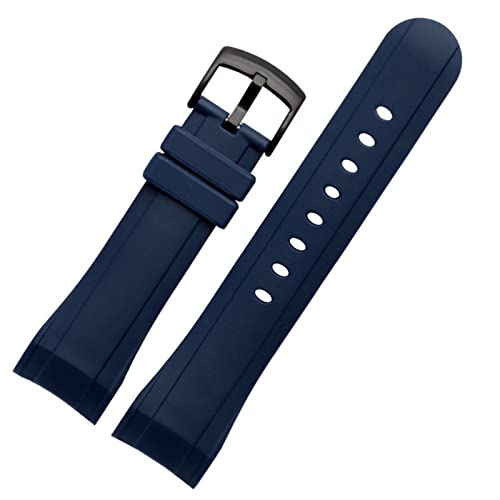Bracelet de sport pour homme 24mm en caoutchouc noir à mémoire incurvée