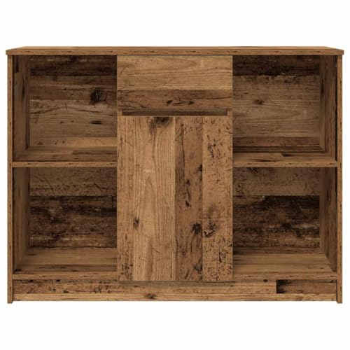 Aparador con aspecto de madera envejecida 101x35x76 cm y cómoda industrial con cajón y puertas 7