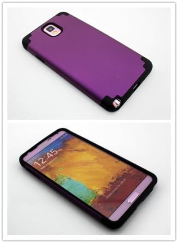 Nine States Bicolour 2 in 1 Removable Hybrid Cover Case with Inner Soft Silicone Case and Hard Plastic Outter Shell for Samsung Galaxy Note3 NoteIII N9000 Colour Varies Purple and Black