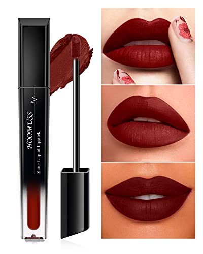 Hoomuss Dark Red Matte Lipstick, Burgundy Lipstick Red Liquid Lip Stick Long Lasting, Smudgeproof & Waterproof, Vegan & Cruelty Free (Dark Burgundy) #TOP3