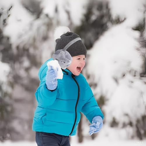 CHENKEE Winter Plüsch Ohrenschützer, 2 Stücke Kindern Ohrenschützer,Warme Ohrenwärmer, Winter Plüsch Outdoor Verstellbarer ohrenwärmer, Rosa, Grau (Stern)