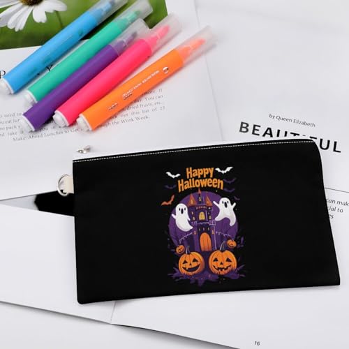 Halloween-Themed Pumpkins Ghosts Fashion Coin Purse Change Makeup Bag Canvas Pencil Pouch Travel4