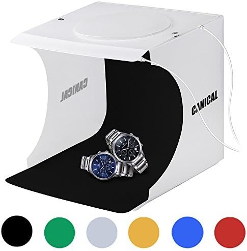 Portable Photo Studio Box for Jewellery and Small Items Photography Lighting Studio Box Booth Shooting Tent Kit with 2x20 LED Lights 6 Colors Backdrops