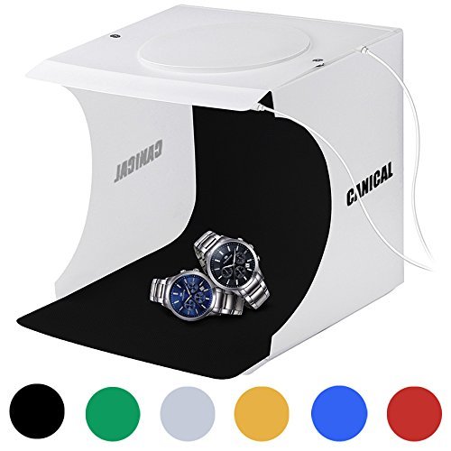 Portable Photo Studio Box for Jewellery and Small Items Photography Lighting Studio Box Booth Shooting Tent Kit with 2x20 LED Lights 6 Colors Backdrops