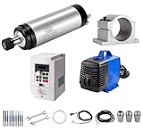 CNC Spindle Motor Kits, 110V 2.2KW 80mm Water Cooled Spindle Motor CNC Motor +110V 2.2KW VFD+Clamp Mount +Water Pump+ Water Pipe+ER20 Collet Set + Drill bits+ Wires+Wrenches for CNC Router Machine