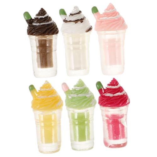 CHICAMPERA 6個 ミニ飲料模型 ドールハウス用ミニチュア飲み物装飾 プラスチック製リアルな小型カップモデル 模擬飲料オーナメント インテリア