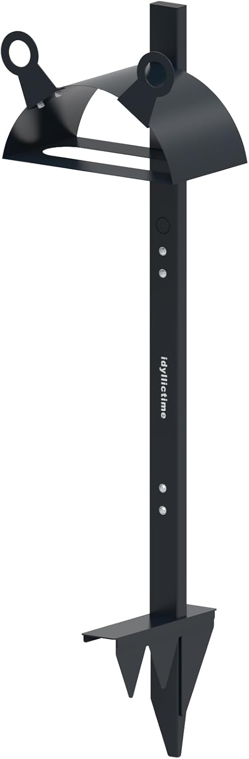 Garden Hose Holder Freestanding for Outside With Tool Storage Heavy Duty 2MM Carbon Steel (Deep Grey, Without Faucet)