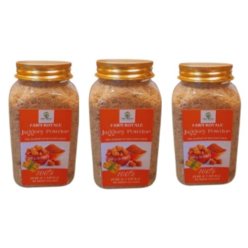 Pure Jaggery Powder | Farm Royale Shakkar | Shudh Desi Gur |3 * 250 gm (750 GM)| Gud | Authentic Taste from Indian Villages |