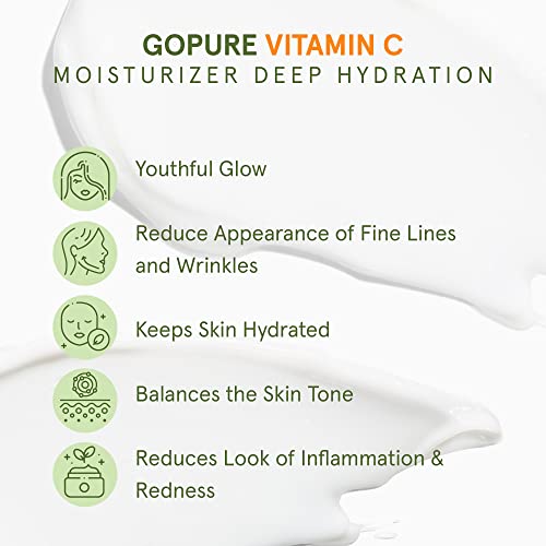 Gopure Vitamin C Day Moisturizer - Anti-Aging Vitamin C Face Cream For More Radiant-Looking Complexion, Made With Hydrating Shea Butter And Jojoba Oil And Antioxidant Green Tea - 1.7 Fl Oz #TOP1